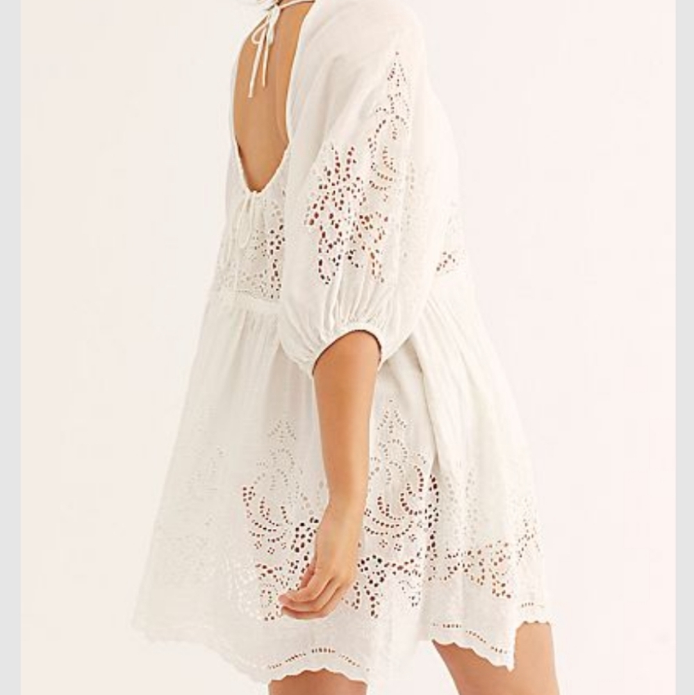 Free People white eyelet oversize dress large